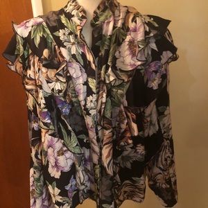 Floral ruffle shirt